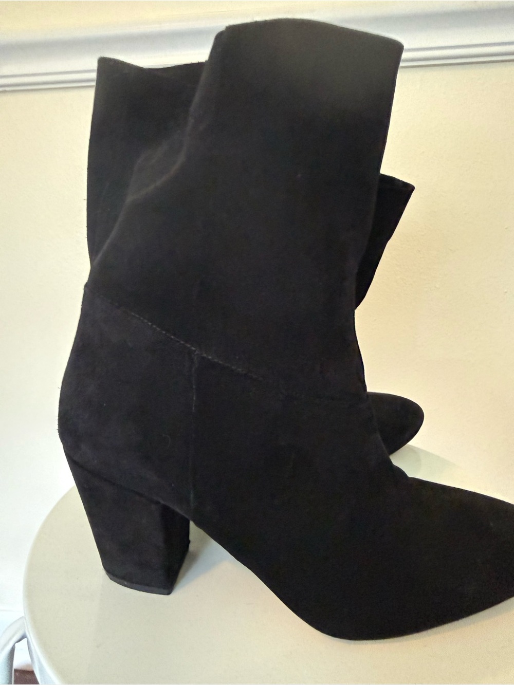 H&M Faux Black Suede Block Heel Ankle Boots